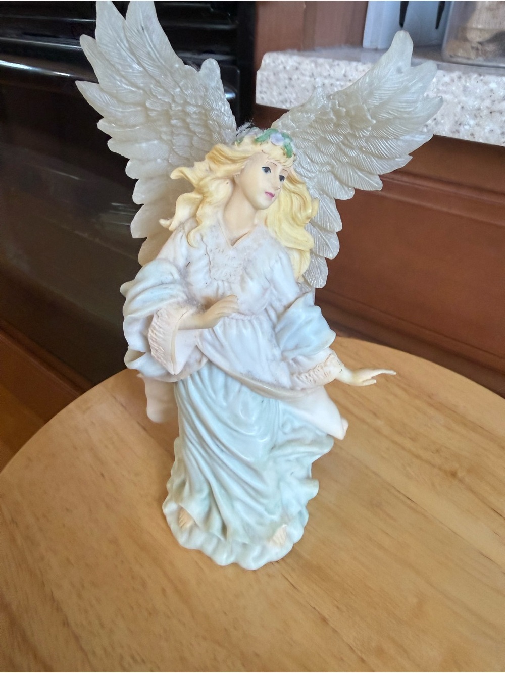 Angel Figurine Ceramic Home Decor - Pale Blue and Cream